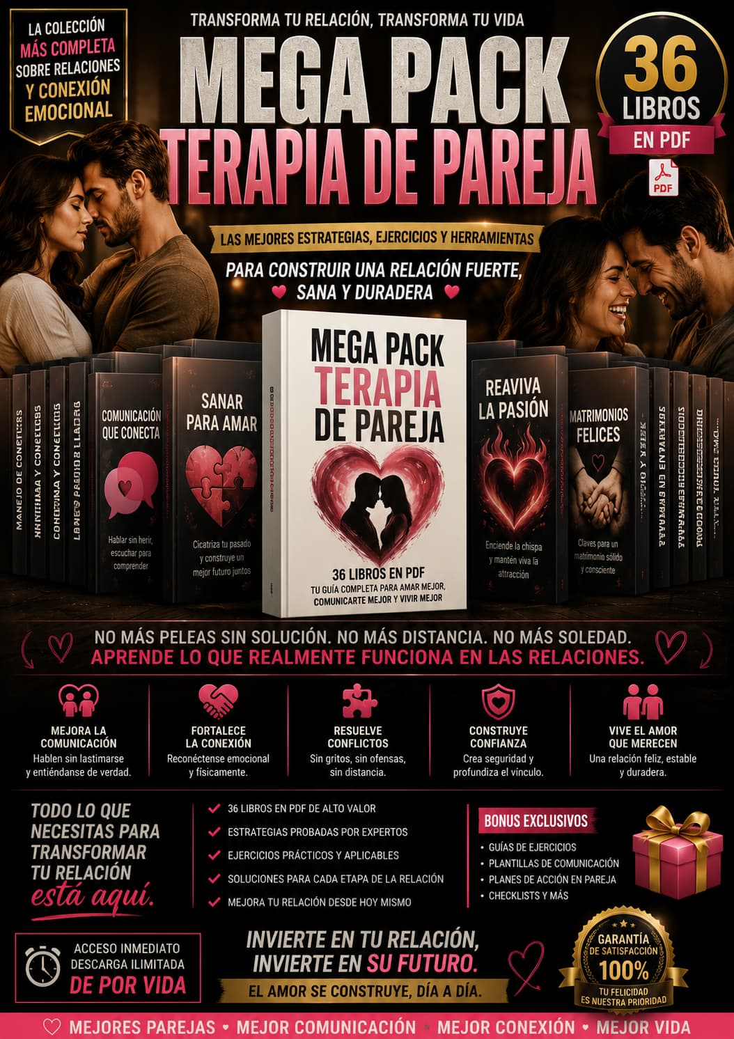 Mega Pack de Terapia de Pareja - 36 libros en pdf. Aprendé herramientas para fortalecer la comunicación, recuperar la confianza y construir una relación más sana.